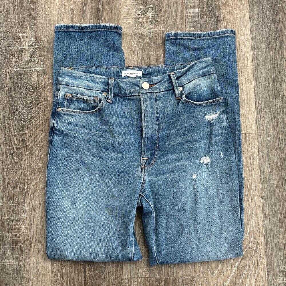 Good American Good Classic Slim Straight Jeans Blue - Size: 4/27 - Picture 4 of 6